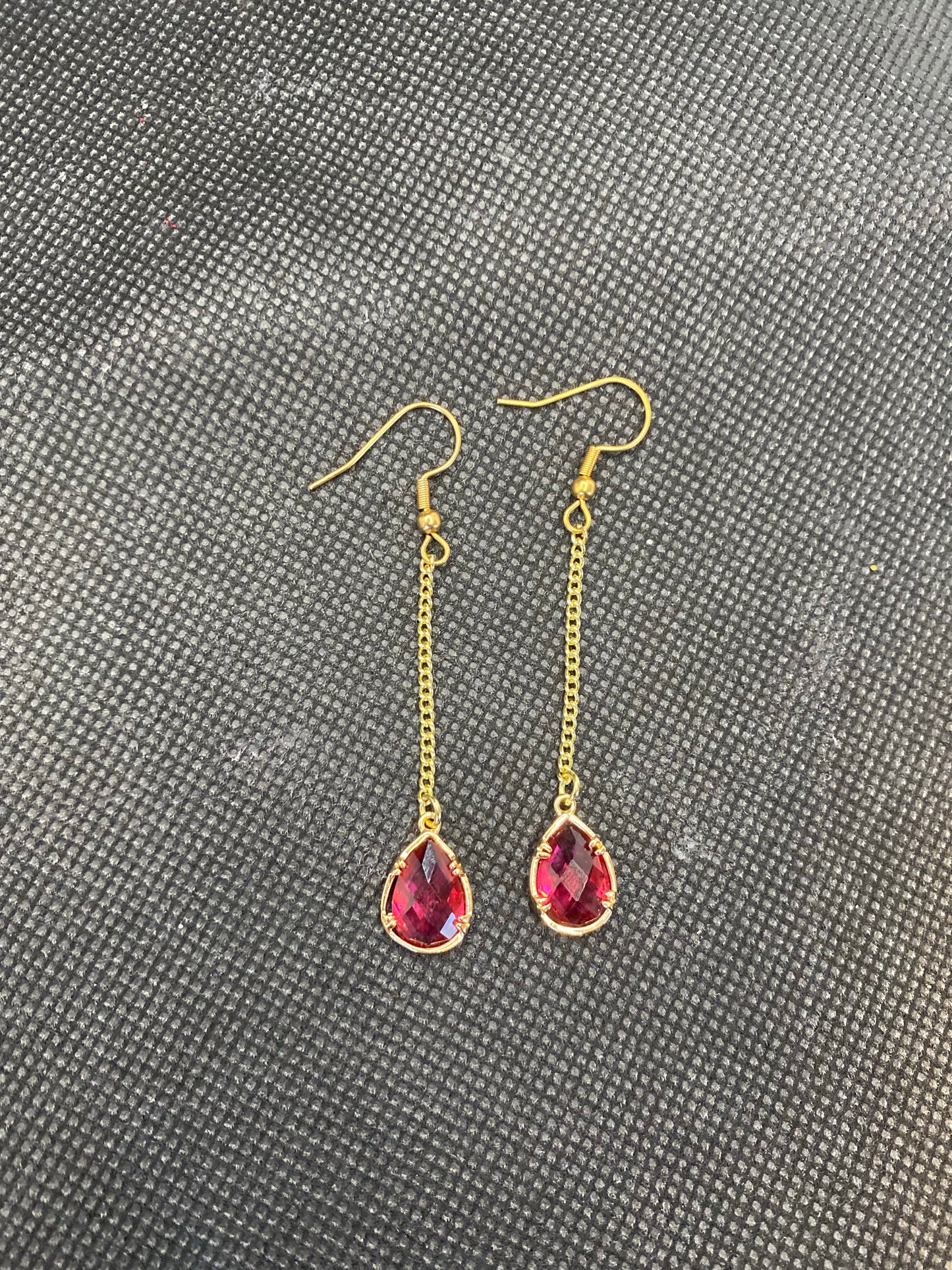 Garnet drop earrings - January birthstone