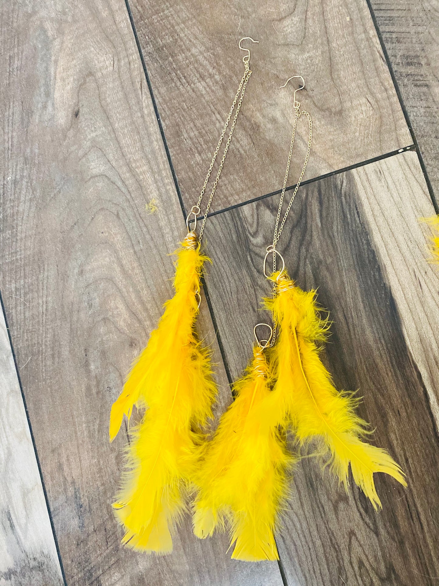 Yellow fever Feather Dangles